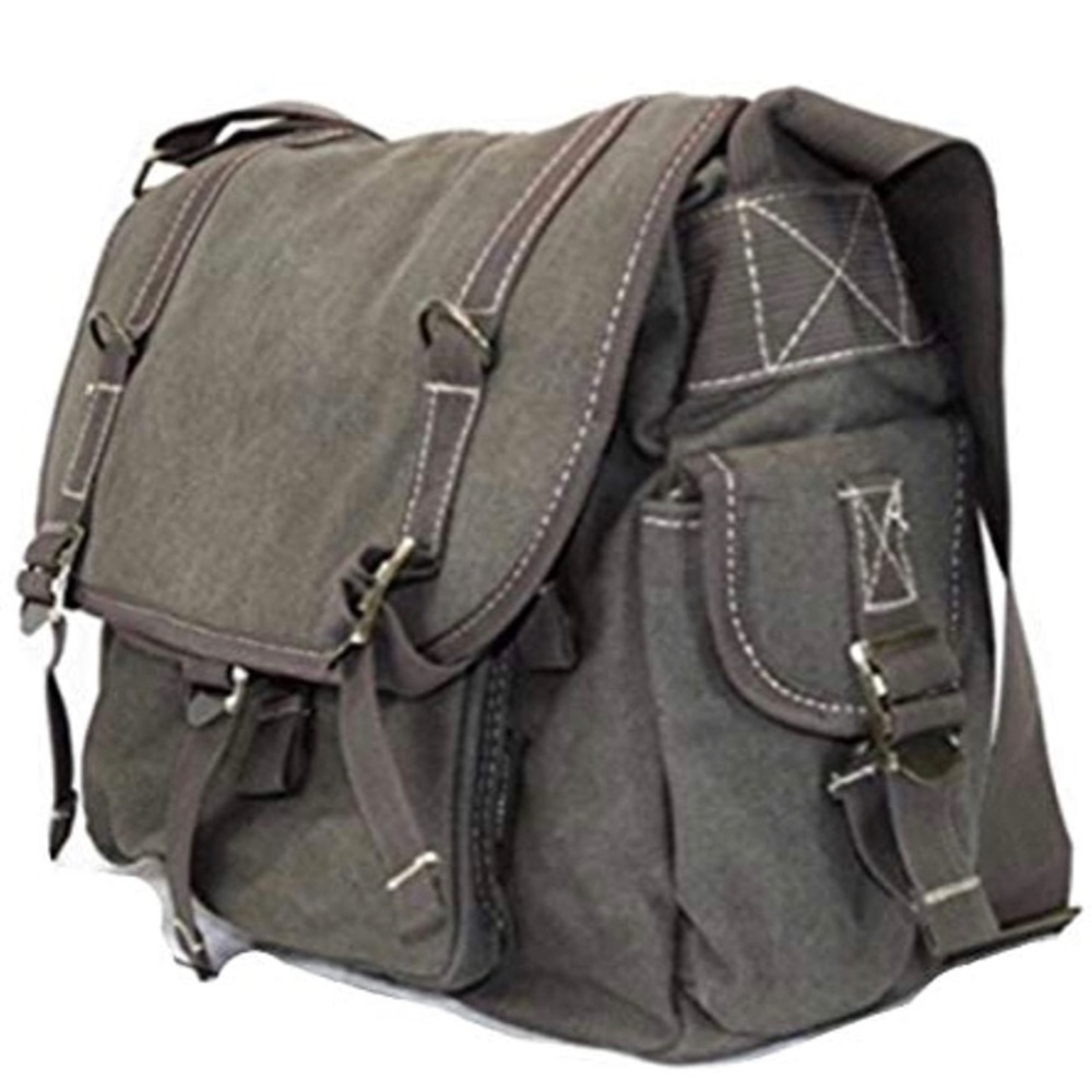 Amik - Rugged Canvas Foldable Messenger Bag - Brushed Brown